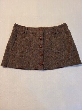 Vintage American Eagle Wool Tweed Button Down Mini Skirt Size 8